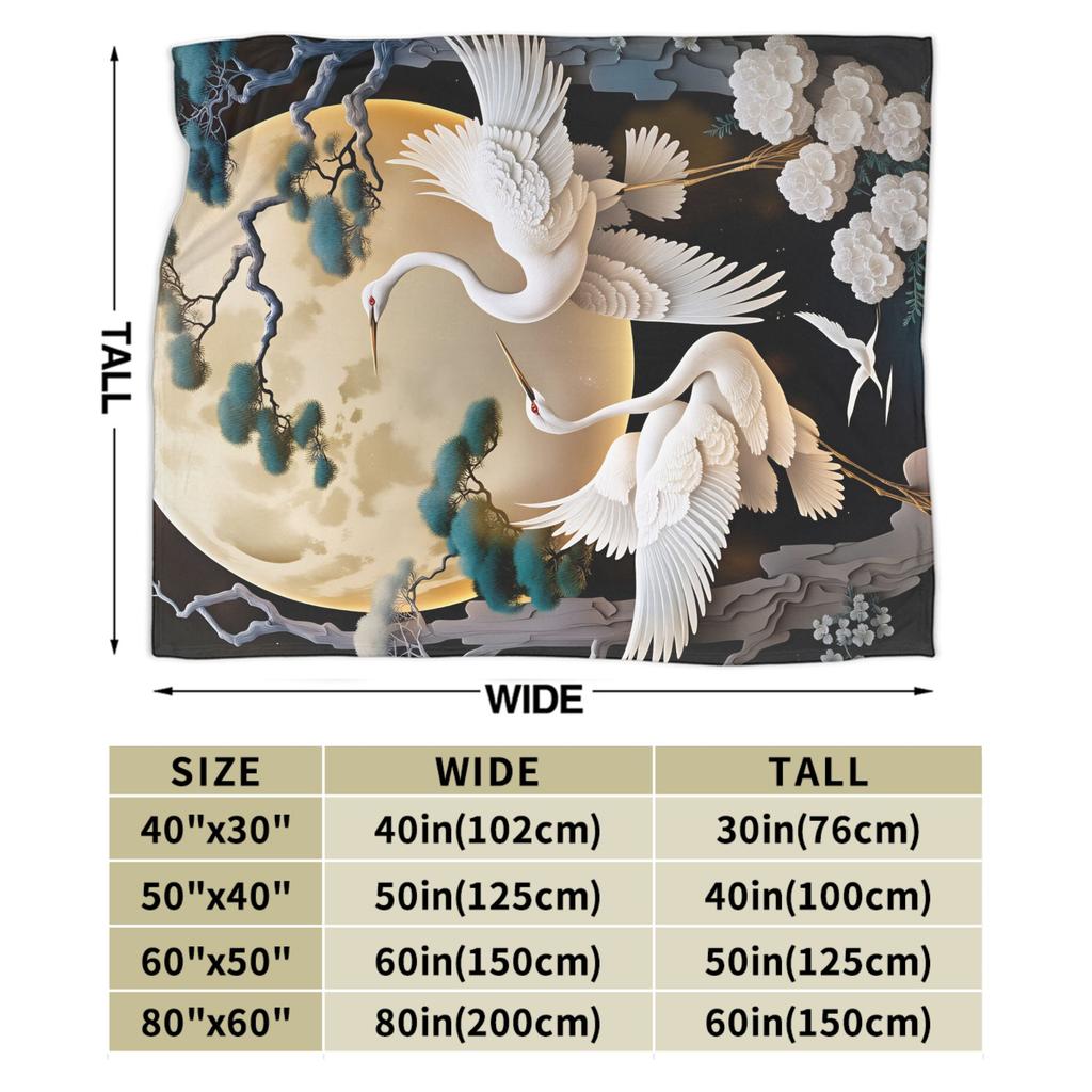 Chinese Style Crane Plush Blanket Children Flannel Throw Blanket For Living Room Super Warm Custom DIY Quality Bedspread Gift