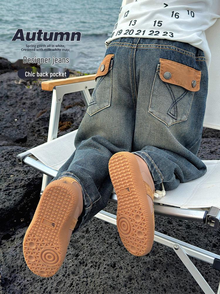 Autumn 2025 Fairy Tale Korean Style Soft Denim Gradient Wash Boys' Jeans - Comfortable, Versatile Long Pants