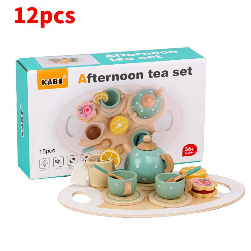 Children's Wooden Ice Cream Shop Pretend Play Dessert Set With Realistic Tea Accessories