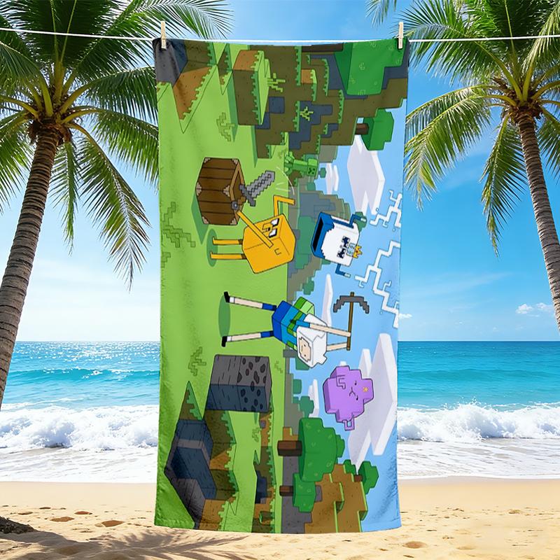 1Pc Adventure Pixel World Beach Towel Quick Dry Multiuse For Beach Pool Gym Yoga Home Travel Christmas Halloween Xmas Gift S1151