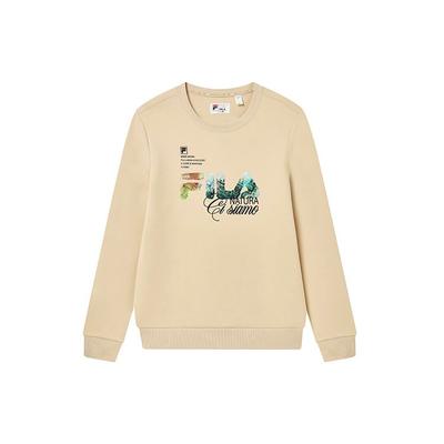 Fila Fleece Buchdruck Lässig Strick Pullover Sweatshirt Herren sweatshirt Braun F11M248206FBN