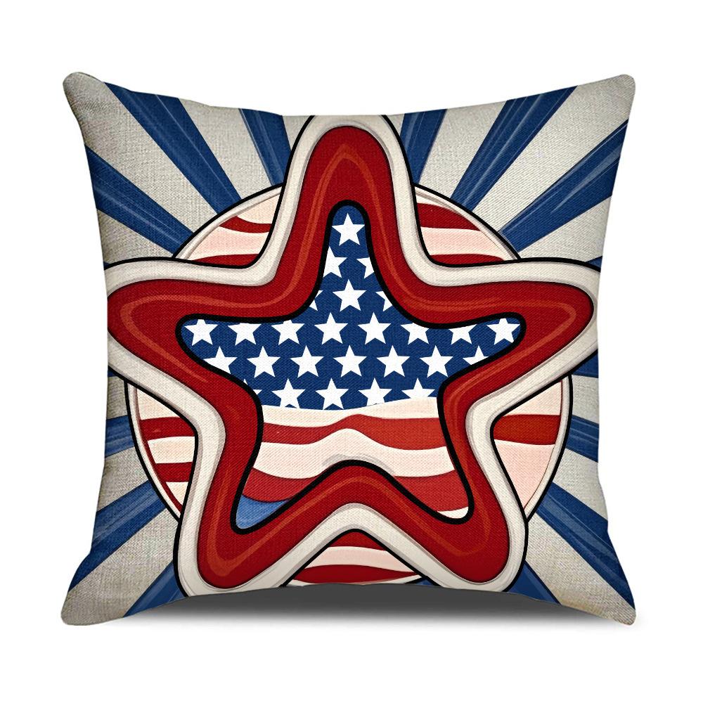 New American Independence Day Flag Line Pillow Cover Five-pointed Star-padded Letter Pillow Cover Backrest Cover