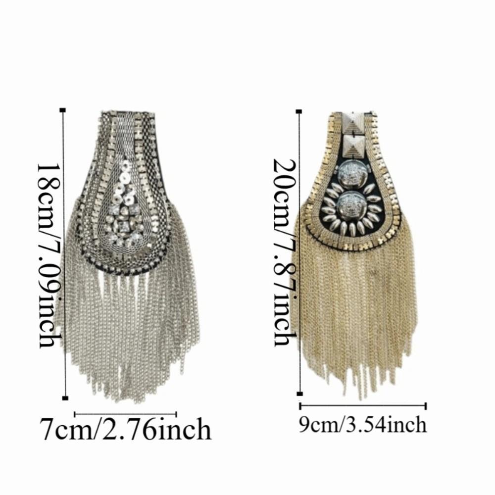 Long Chain Detachable Shoulder Epaulettes Multi Tassel Gold Brooch Jewelry Performance
