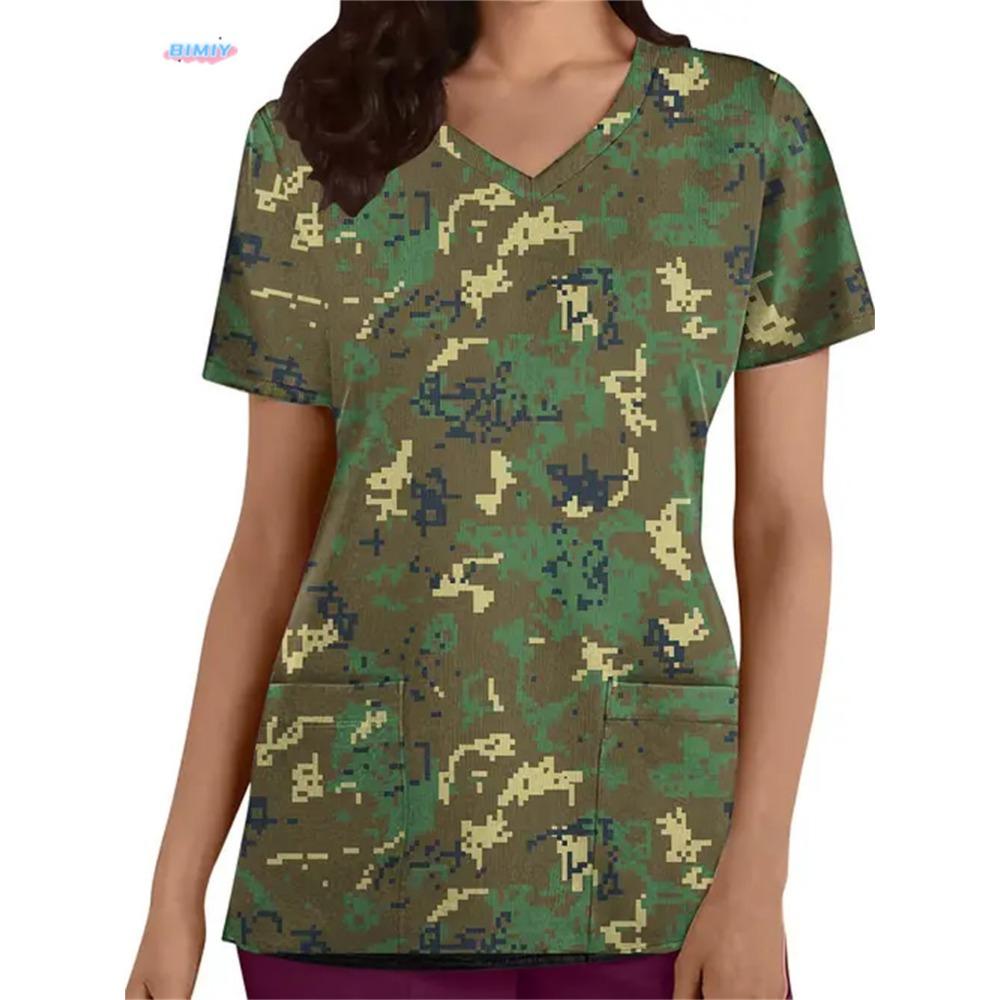 

High-quality Printed Women s Matte Blouse with V-neck Cartoon Matte Blouse Women s Short Sleeves S