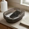 Laundry Basin Thickened Washboard Ribbed Hand Wash Tub for Household Use White L