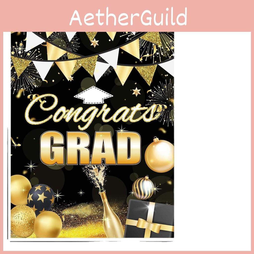 Black Gold Graduation Party Blindfold Game Poster Set Decor Stickers With