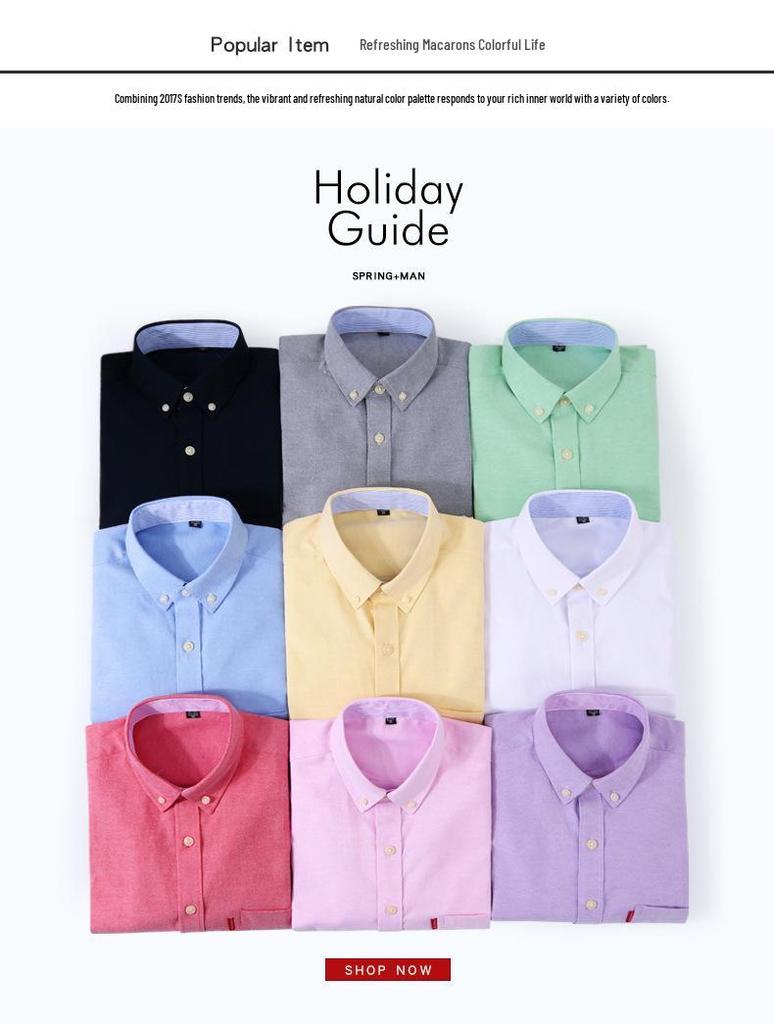 Trendy Korean-Style Striped Oxford Shirt for Young Men - Long & Short Sleeves Available