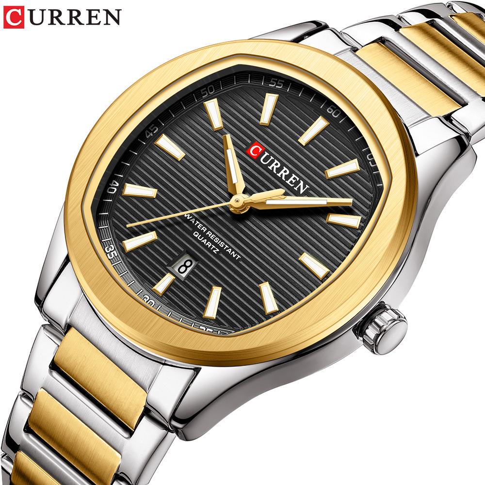 Curren 8474 Men's Grenade Style Quartz Watch with Calendar and Steel Band - Sport & Business Style