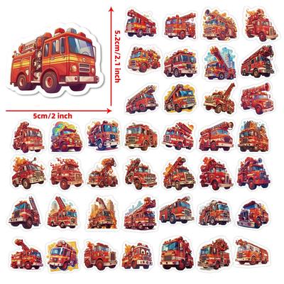 Lot de 50 autocollants Camion de pompier pour enfants DIY Autocollants Extinction d'incendie Autocollants Valise Autocollants Téléphone portable