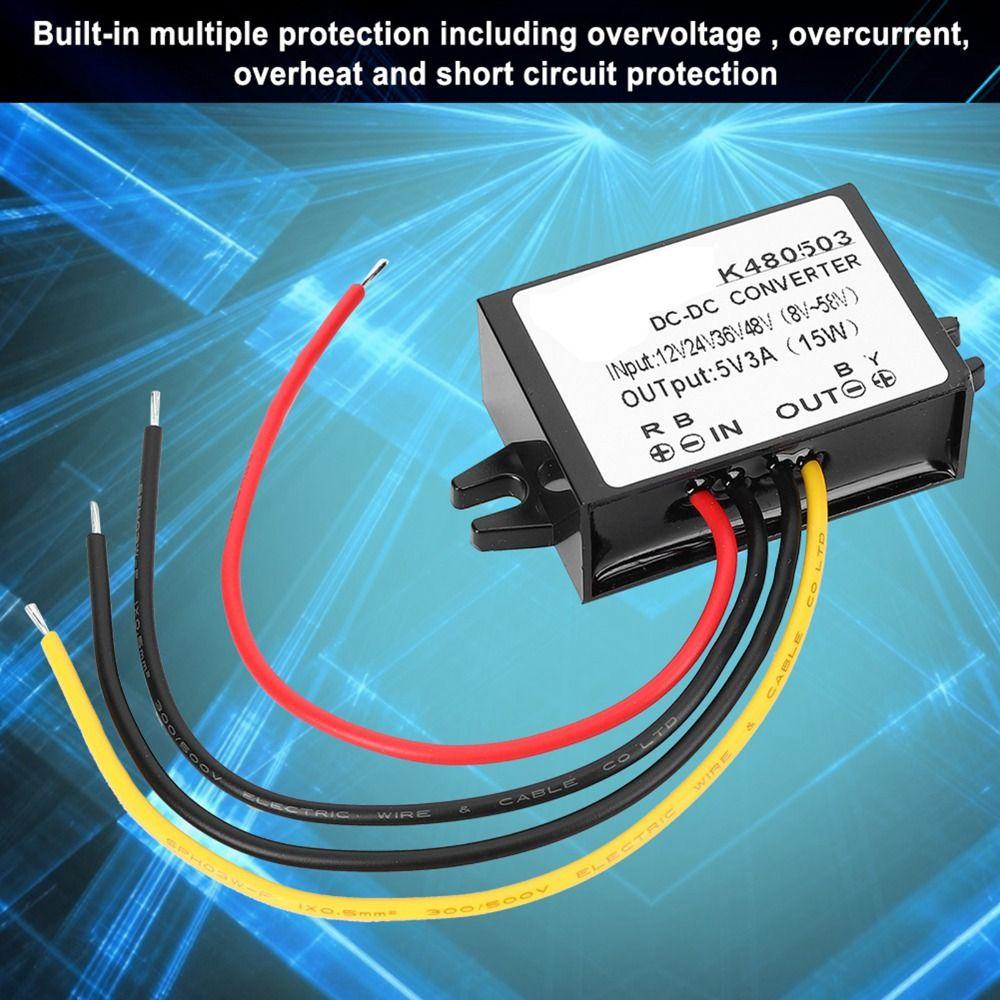 Versatile 12V/24V/36V/48V To 5V DC-DC Converter 3A 15W Step Down Power Supply Power Supply Module Voltage Conversion