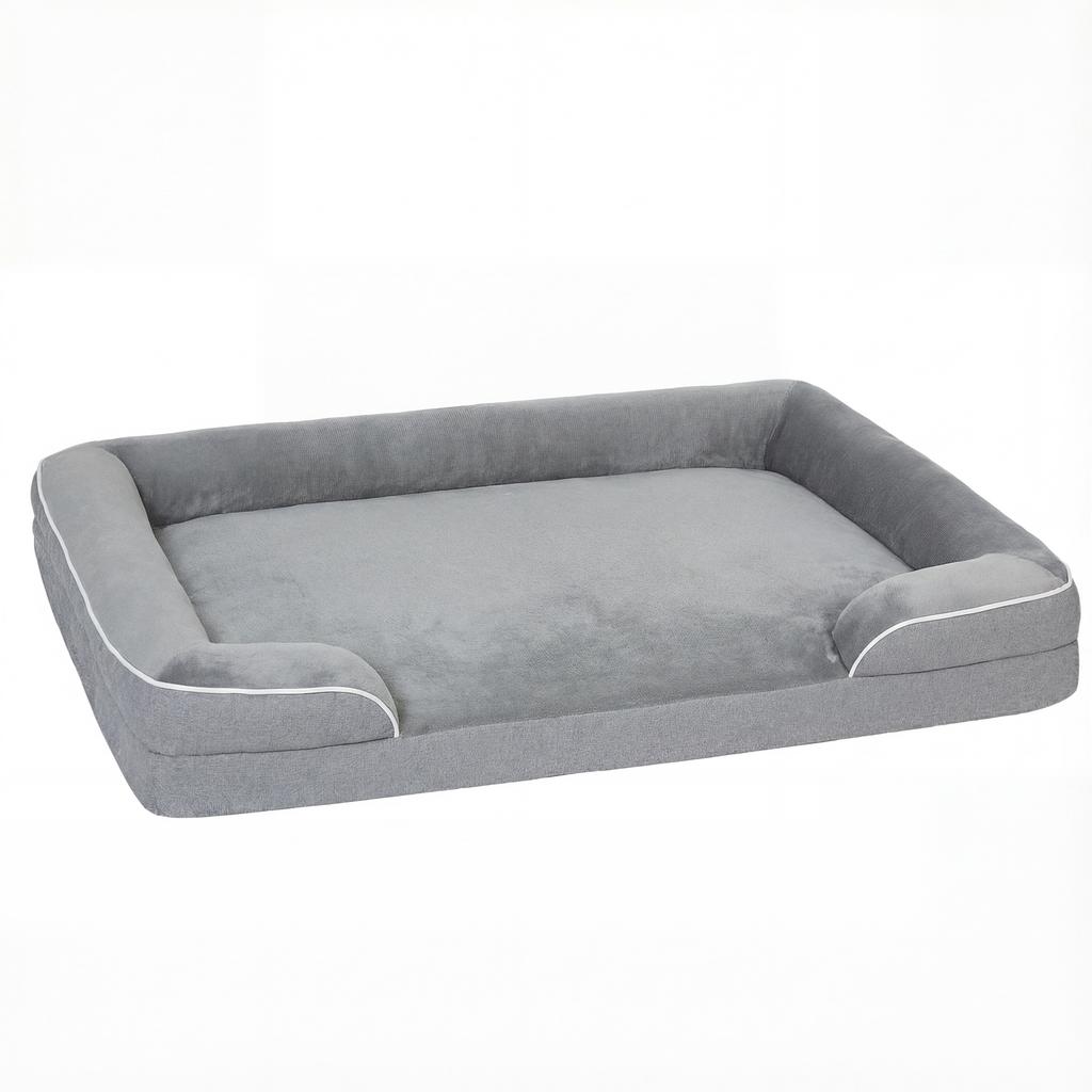 Dog Sofa Bed, Washable Pet Bed with Removable Cover and Non-Slip Bottom for Small, Medium and Large Dogs, Grey