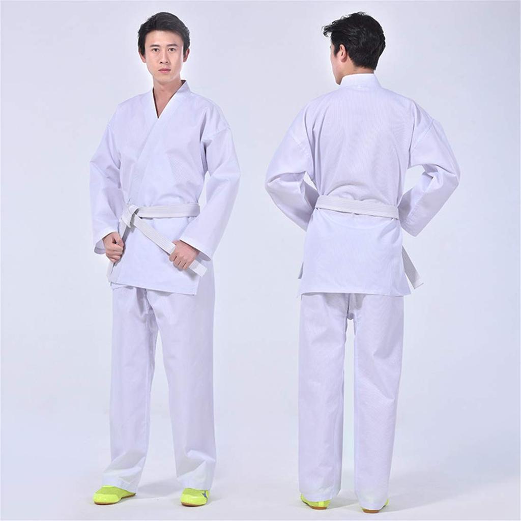 Jinning Karate Gi Judo Gi with Belt All Cotton Practice School Karate Uniform Martial Arts Loose Sport Suit Plain Adult Unisex White 170cm