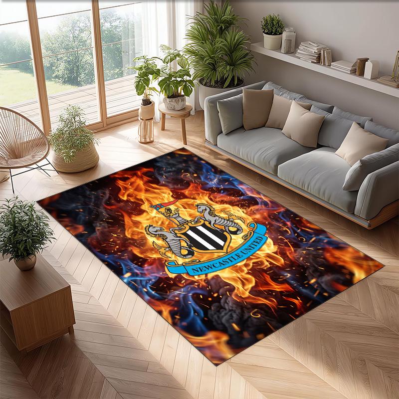 Tappeto in Velluto di Cristallo con Stampa di Calcio del Newcastle United, Comodo Assorbente d'Acqua Antiscivolo Tappeto per Pavimento Interno