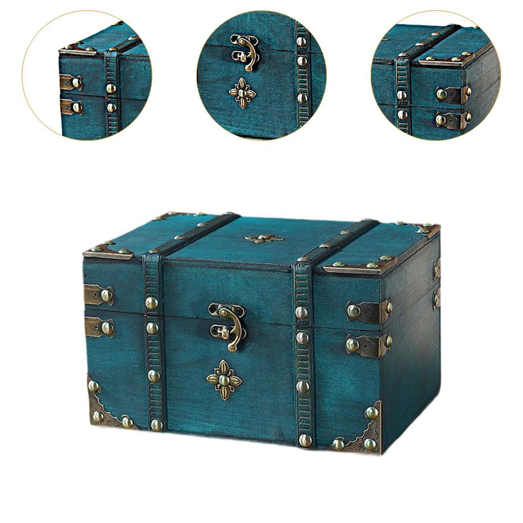 Pirate Treasure Chest Decorative Storage Box Wooden Unique Vintage Design Home Decoration Multifunctional Decorative Trunk