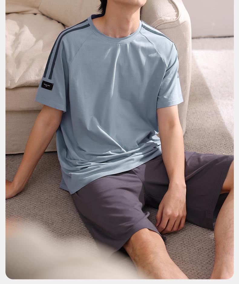 Xuanliang 2026 New Pajamas for Men In Summer, Pure Cotton Short Sleeved Shorts, Cool and Casual, Can Be Worn As Outerwear Home Suit Set