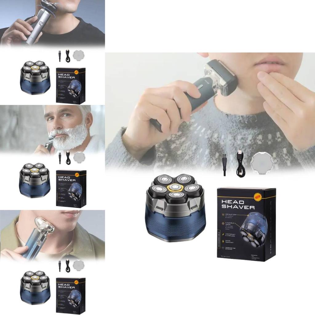 Electric Shaver With Magnetic Rotation Heads Rechargeable For Men Grooming