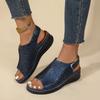 New new color after Velcro fish mouth sandals large size thick-soled wedge heel open-toed sandals women