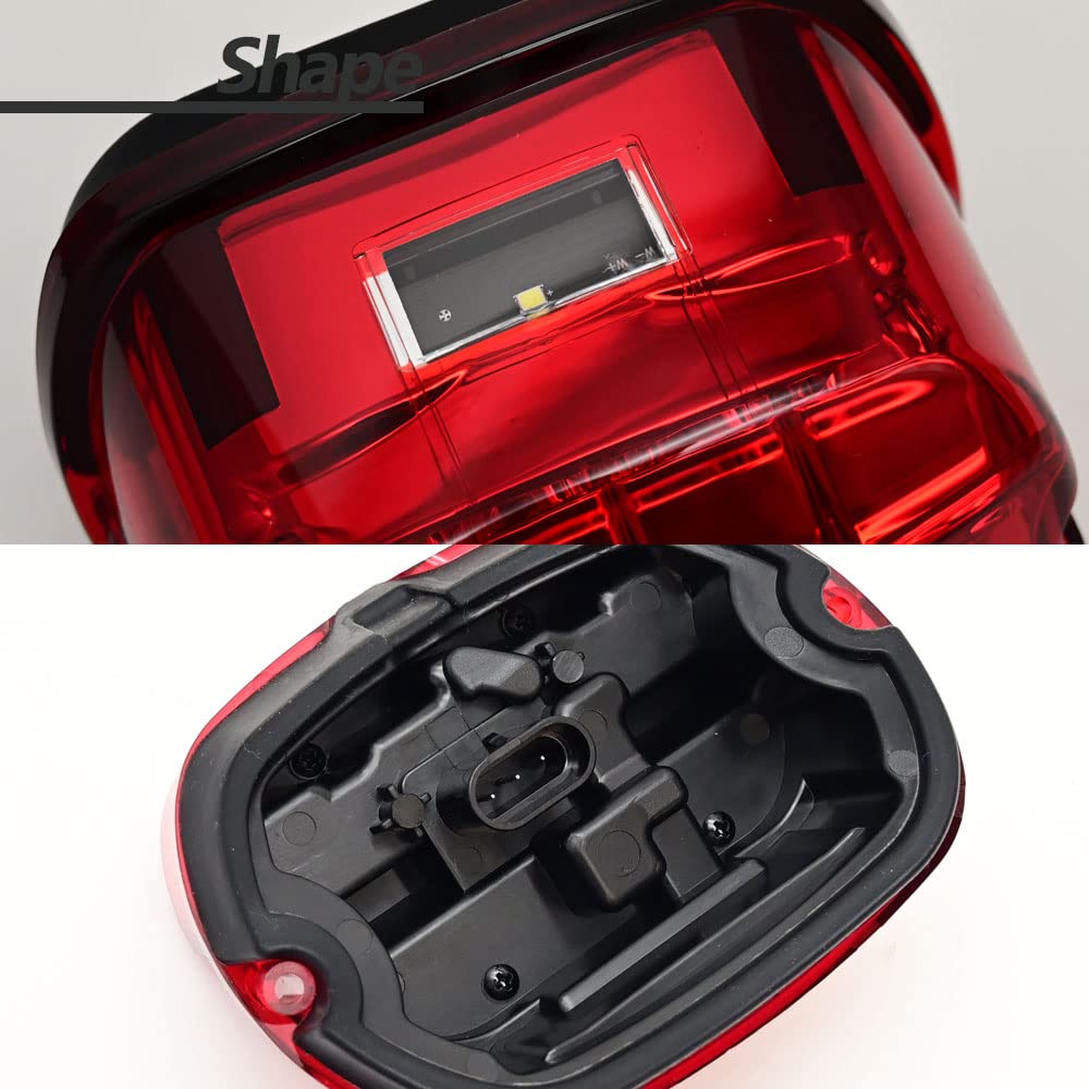 LED Tail Light, Red, Slim, Club Style, for Sportster, Softail, Touring, and Dyna