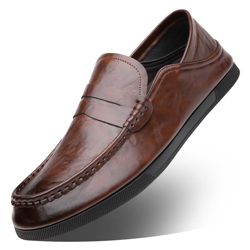 

Мужская обувь оверфит обувь Doudou обувь для вождения обувь на одной педали мягкая подошва водонепроницаемая нескользящая удобная деловая модная обувь круглый носок 44 коричневый