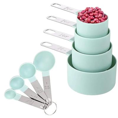 Messbecher & Löffel, Stapelbare Becher und Löffel, Ineinander stapelbare Messbecher mit Griff, Küchenhelfer zum Kochen & Backen