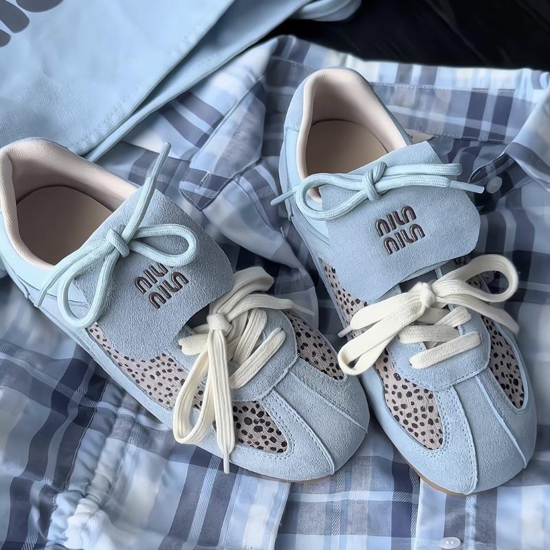 Leopard Print Inner Height Increase German Training Shoes Women's 2025 New Autumn Leather Retro Forrest Gump Shoes Versatile Sports and Leisure B