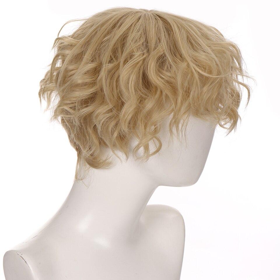 LUPU Synthetic Short Hair Men's Curly Wig With Bangs Cosplay Boys Wigs For Daily Party Black Pink Anime High Temperature Hair