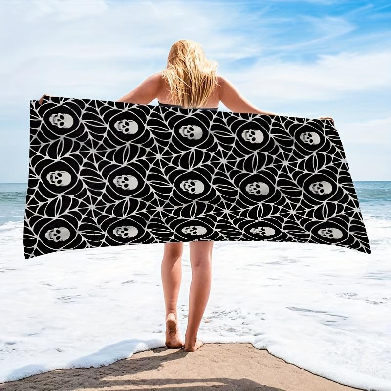1 Stück Strandtuch mit Totenkopfmuster, Geeignet für Meeresufer, Schwimmbad, Badezimmer, Camping, Reisen, Yoga, Fitness, Vielseitiges Strandtuch