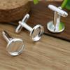 10pcs/ lot 10mm,12mm,14mm,16mm,18mm,20mm, Bright Silver Plated Copper Cufflink Base Cuff Link Settings Cabochon Cameo Base
