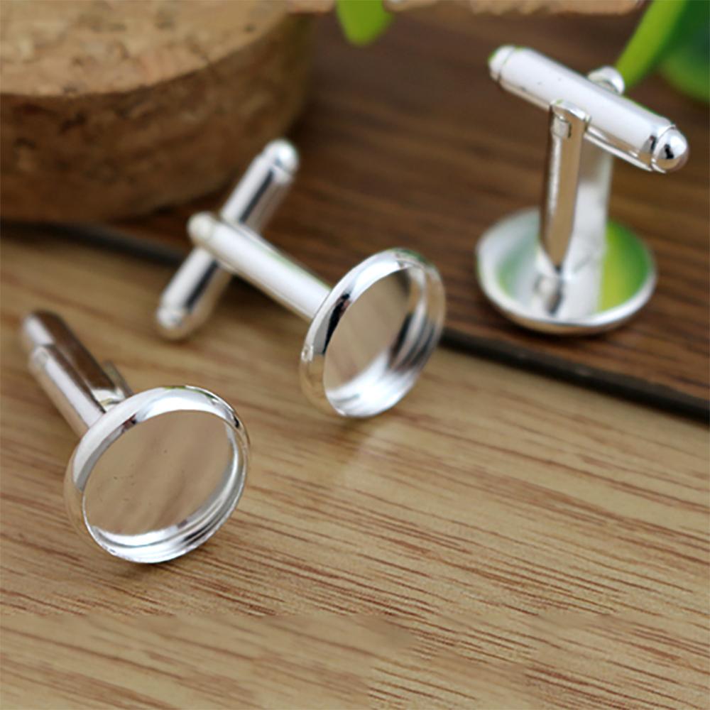 10pcs/ lot 10mm,12mm,14mm,16mm,18mm,20mm, Bright Silver Plated Copper Cufflink Base Cuff Link Settings Cabochon Cameo Base