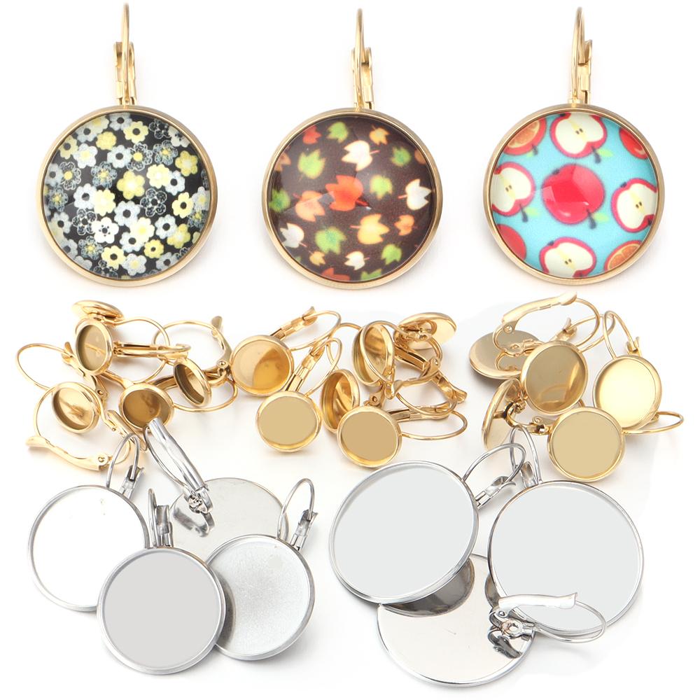 6 szt./partia Stal Nierdzewna Francuskie Kolczyki na Zaczepie Podstawki Pasujące do Kaboszonów Szklanych 8-25 mm, Cameo, Kolczyki DIY Moda Akcesoria