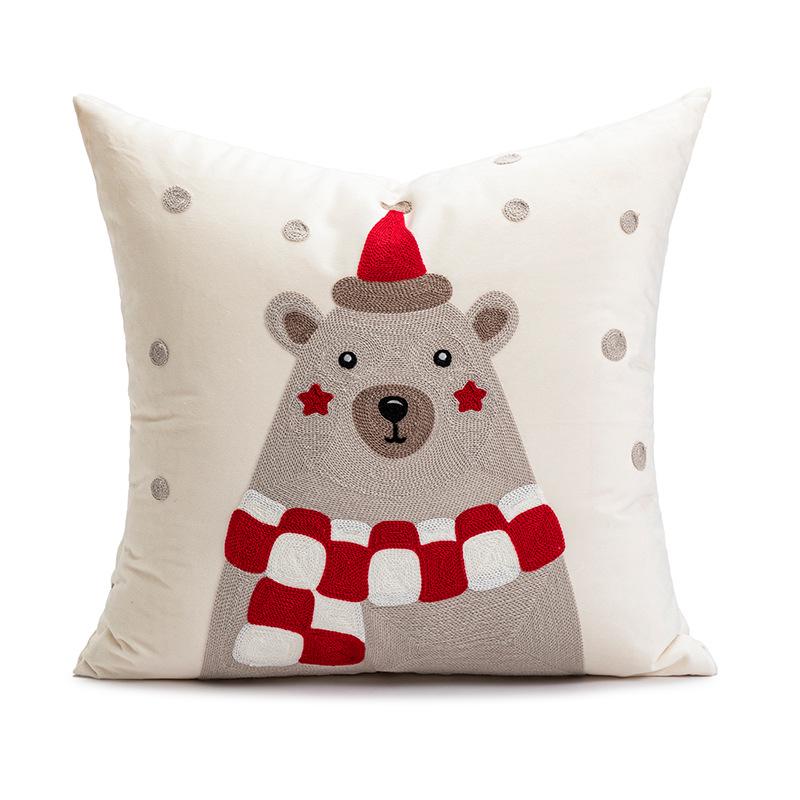 Christmas Decorative Embroidery Pillow - Festive Cushion Cover for Sofa, Bedside, or Living Room