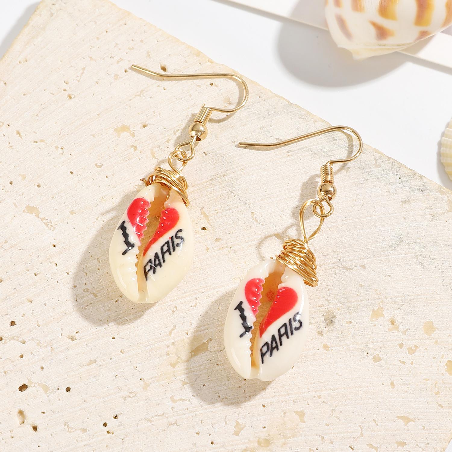 

Новые креативные минималистичные серьги-крючки в этническом пляжном стиле с персонализированным принтом для женщин 1 pair(love)