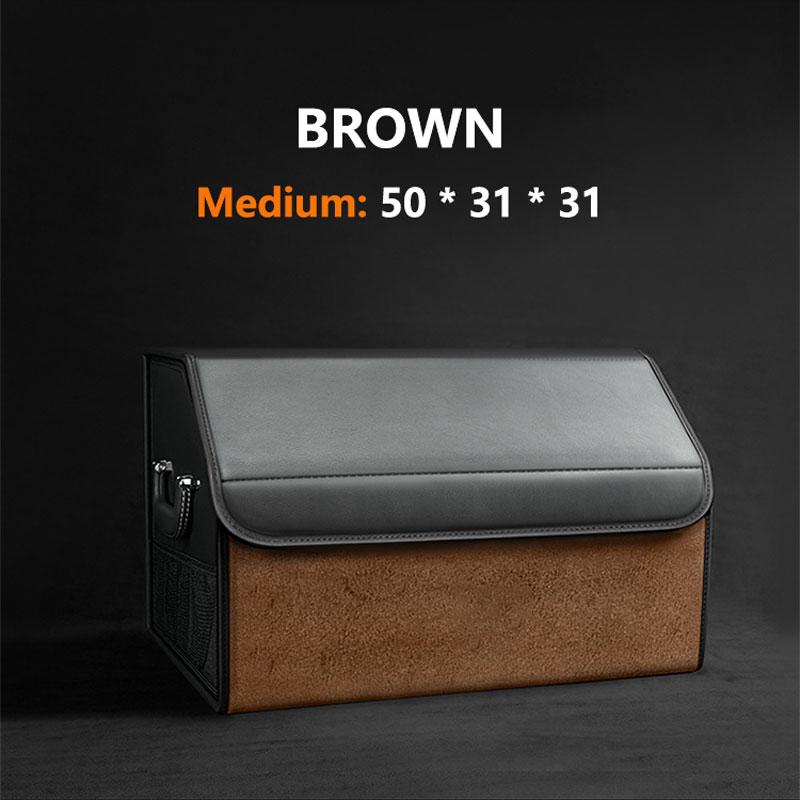 Car Suede Trunk Organizer Large Capacity Leather Foldable Storage Box Portable Multifunctional Tool Organizer Car Accessories