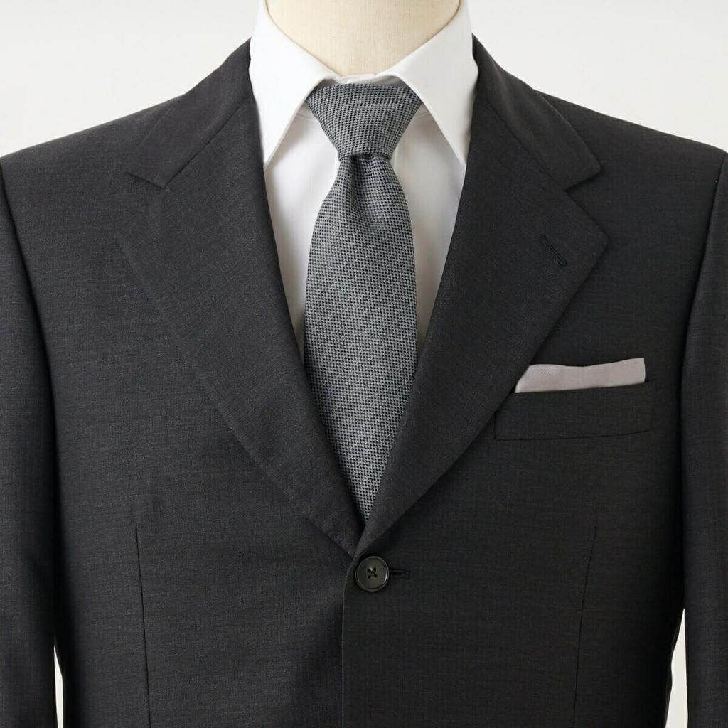 [Ogier] Men's Necktie, Wool Tie, Silk Blend, Made In Japan, Plain Woven Pattern, NW-A-015-GRAY