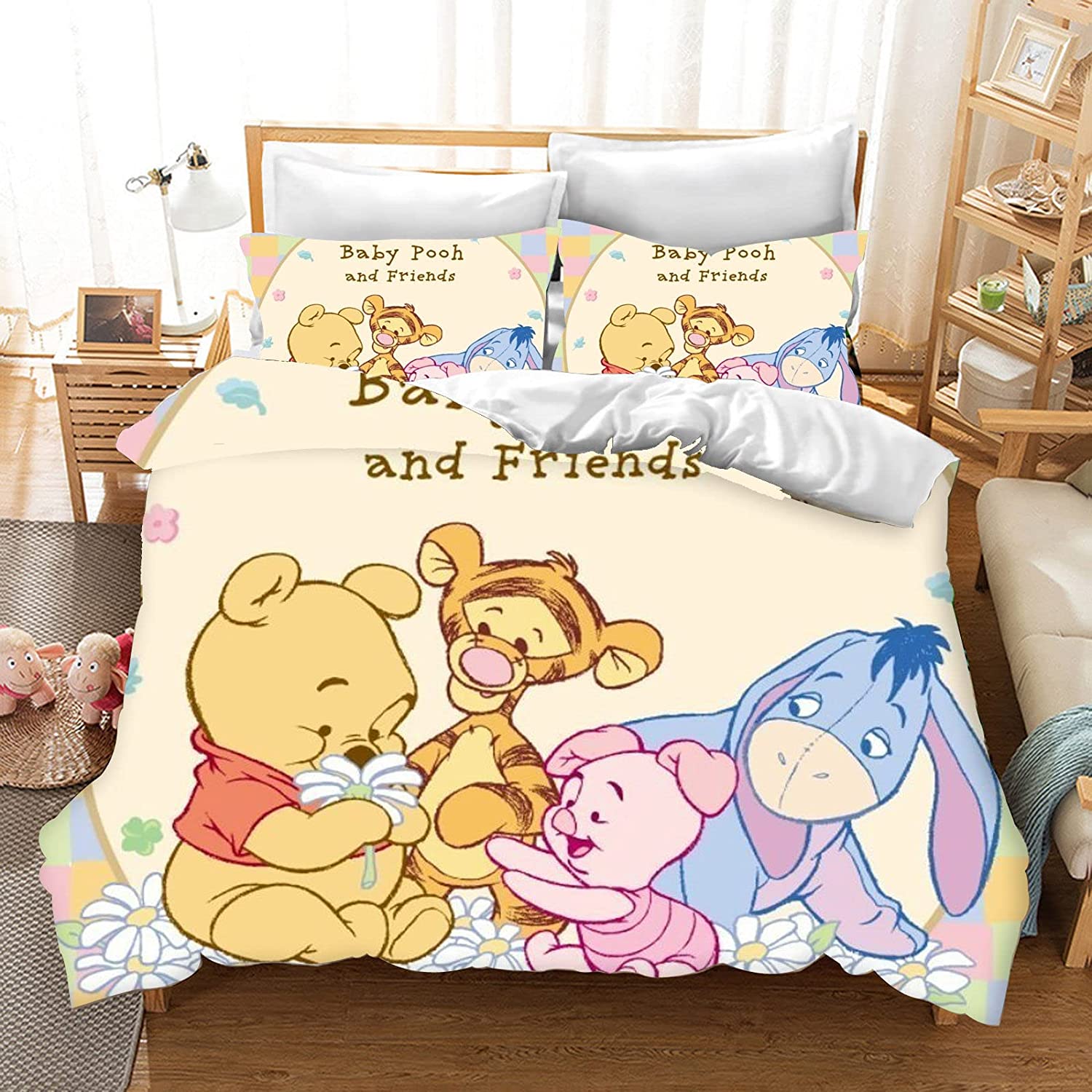 

Winnie the Pooh 3-Piece 1 Quilt Cover One Piece Bedding Set Comforte Luxus Exquisite Birthday Gift Polyester Home Decor 135x200cm