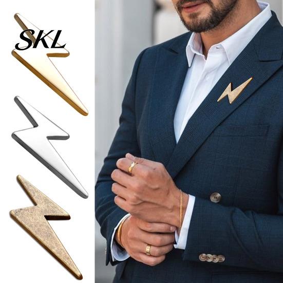 Cast Alloy Brooch Three-dimensional Brooch, Geometric Lines Lapel Pin, Men Suit Accessory with Safety Pin Base, Electroplated Fashion Accessories