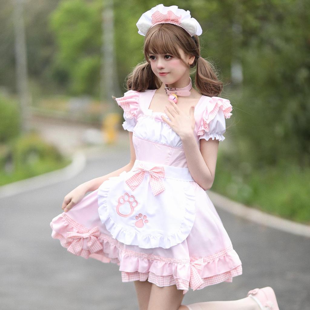 Plus Size Cute Japanese Catgirl Maid Cosplay Costume for Women - Black & White Classic Design