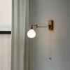 Swing Long Arm Wall Lamp Beside Pull Chain Switch Left And Right Rotate Ceramic Lampshade Bedroom Bathroom Mirror Light LED