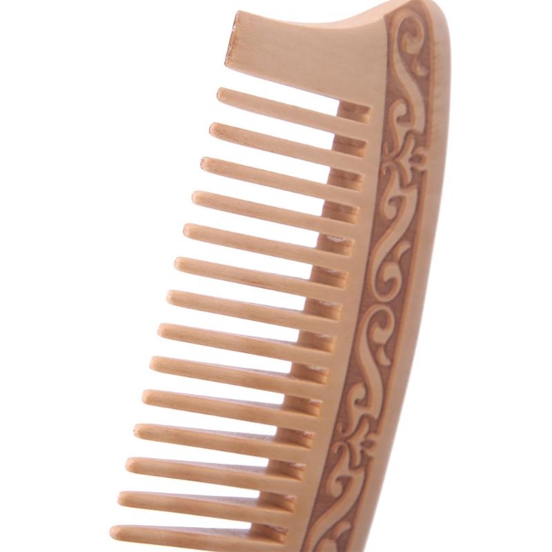 Wooden Wide Tooth Comb Natural Peach Wood Massage Beauty Hair Care