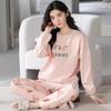 Women's Cartoon Cotton Pajama Set – Long Sleeve, Long Pants, Casual Wear for Spring & Autumn, Wearable Outdoors, Two-Piece.
