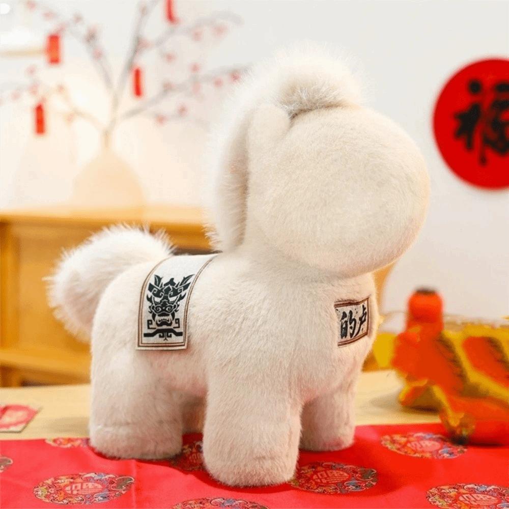 Soft Plush Horse Doll Fluffy Stuffed Animal Toys Good Luck Zodiac Pony Figurine  New Year Day
