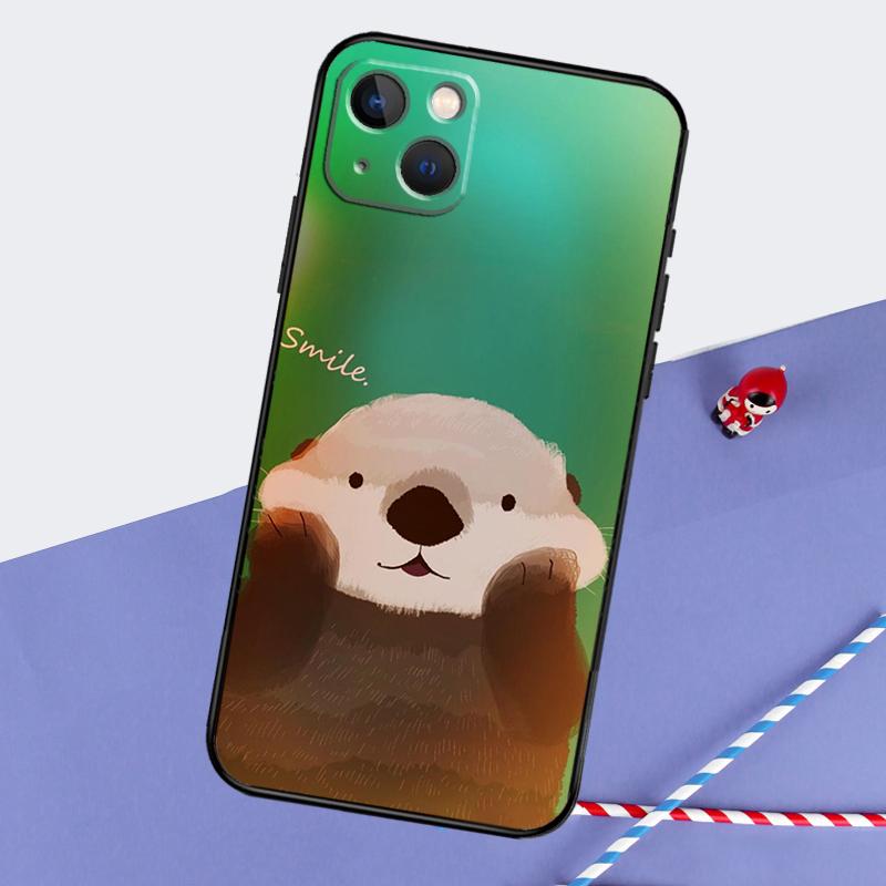 Animal Otter Cute Phone Case For iPhone 16 15 Pro Max 12 13 Mini 11 14 Pro Max XR 16 15 Plus 16e Cover Coque