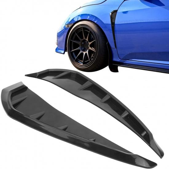 PerGar Side Fender Trim Cover, Car Vent Sticker, Universal PU Rubber Glossy Black Exterior Decor