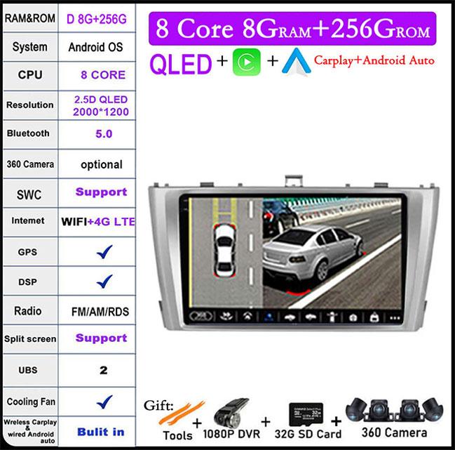 Android 14 For Toyota Avensis T27 2009 -2015 Carplay Auto Car Radio GPS Navigation Multimedia Player DSP Stereo 4G