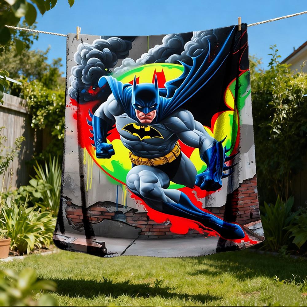 1pc Batman, Superhero Outdoor Flannel Throw Blanket Soft, Lightweight & Warm for Sofa, Office