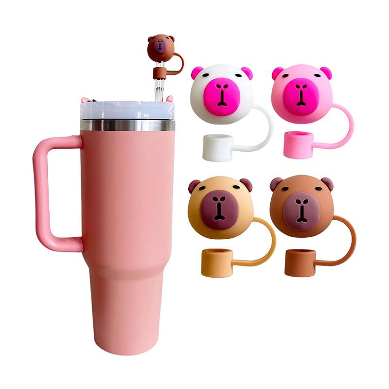 10mm Cartoon Capybara Silicone Straw Tips Drinking Dust Cap Splash Proof Plugs Cover Creative Cup Accessories Straw Sealing Tool