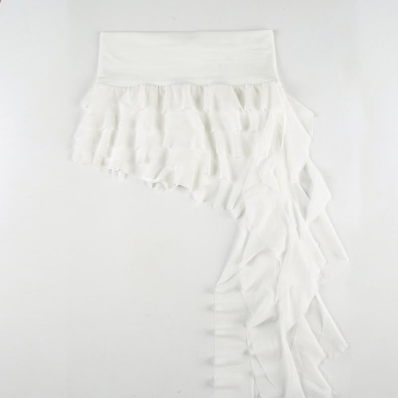 European and American Ruffled Irregular Mesh Multi-layer Low Waist Sexy Short Skirt for Women
