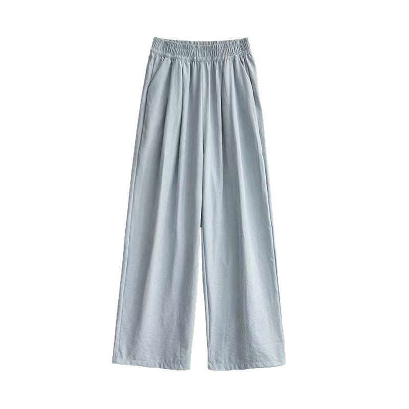 Luan Su Women's High Waist Loose Acetate Pants - Spring/Summer Wide Leg Ice Silk Trousers