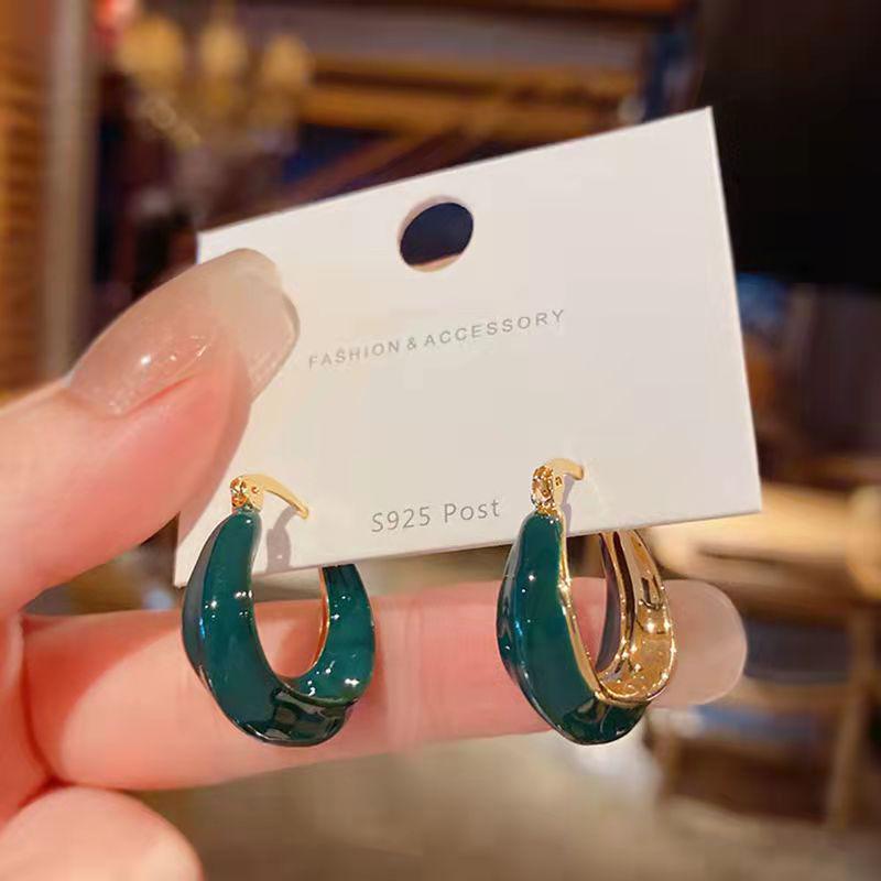 Xinqiao Minimalist Drip Glaze Irregular Circle Earrings for Women