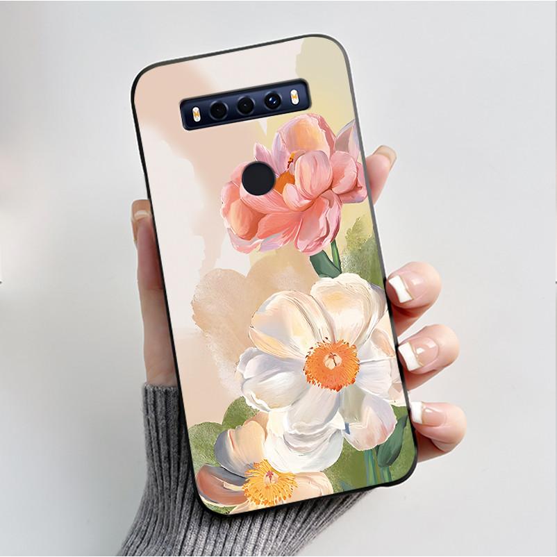 Case For TCL 10SE 10 SE Phone Case Aesthetic Luxury Fashion Butterfly Flowers Black Jelly Soft TPU Silicone Protective Cover